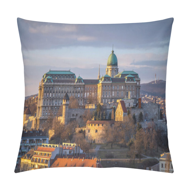 Personality  Budapest, Hungary - The Famous Buda Castle (Royal Palace), St. Matthias Church And Fishermen's Bastion At Sunset On A Nice Winter Afternoon Taken From Gellert Hill Pillow Covers