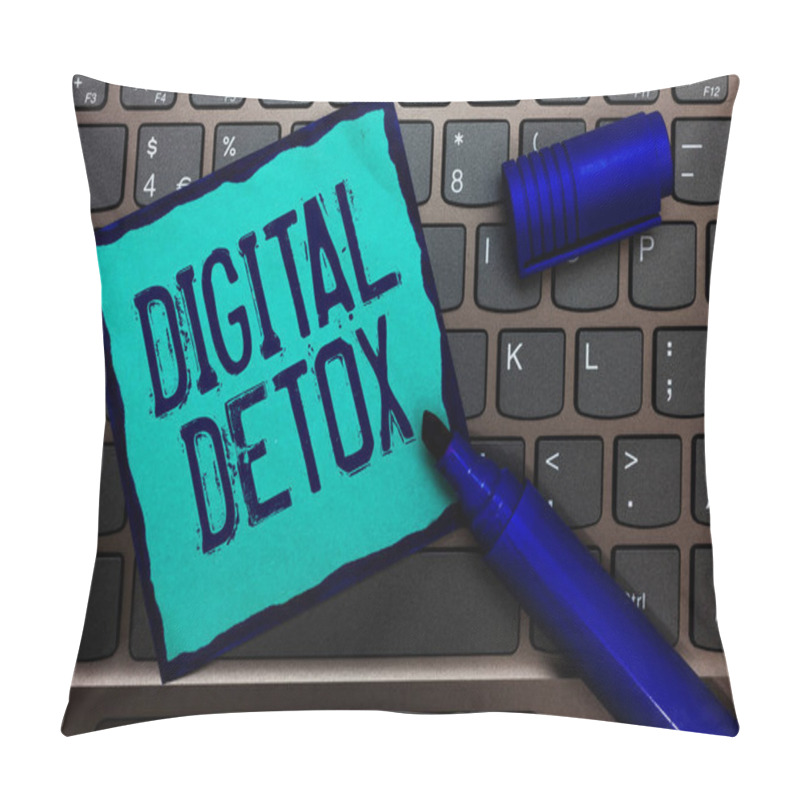 Personality  Word Writing Text Digital Detox. Business Concept For Free Of Electronic Devices Disconnect To Reconnect Unplugged Turquoise Paper Keyboard Inspiration Communicate Idea Messages Blue Markers. Pillow Covers