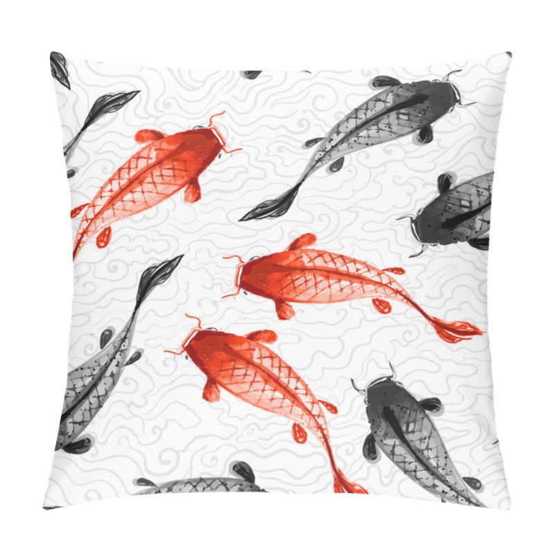 Personality  Red And Black Koi Carps Pillow Covers