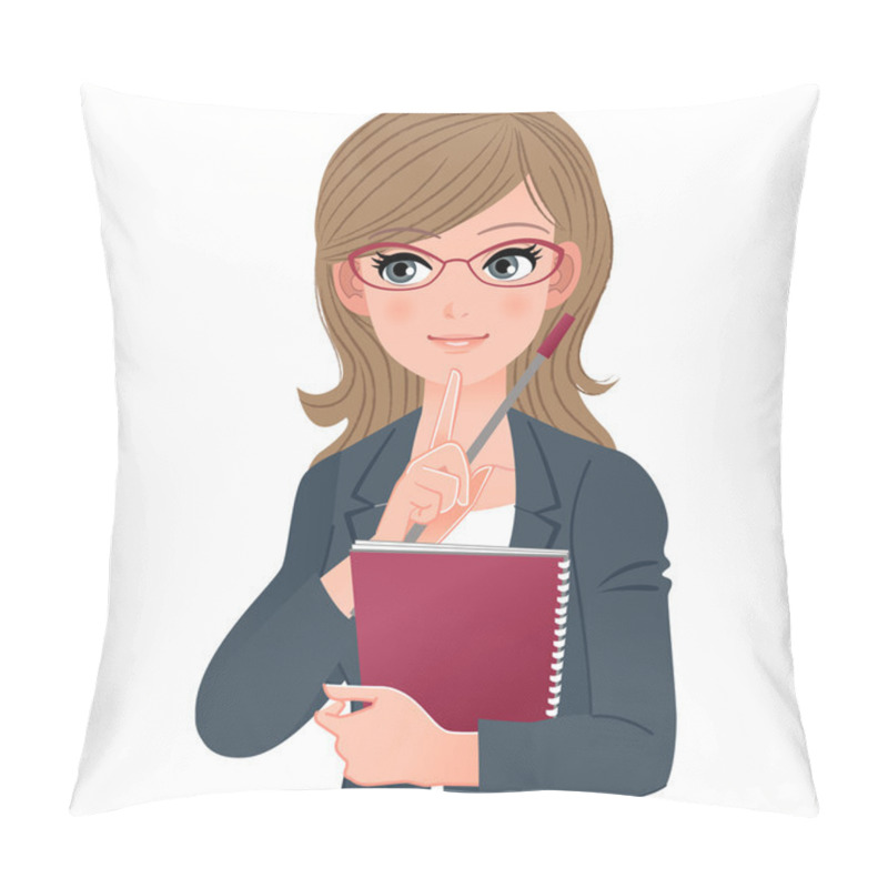 Personality  Eyewear Glasses Teacher Touching Chin With Index Fingher Pillow Covers