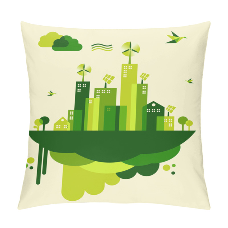 Personality  Green City Concept Illustration Pillow Covers