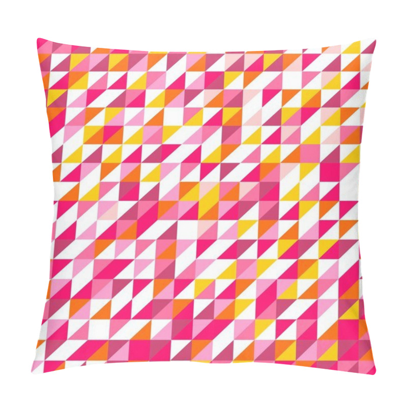 Personality  Tile Vector Pattern With White, Red, Yellow, Orange, Pink And Violet Triangle Mosaic Background Pillow Covers