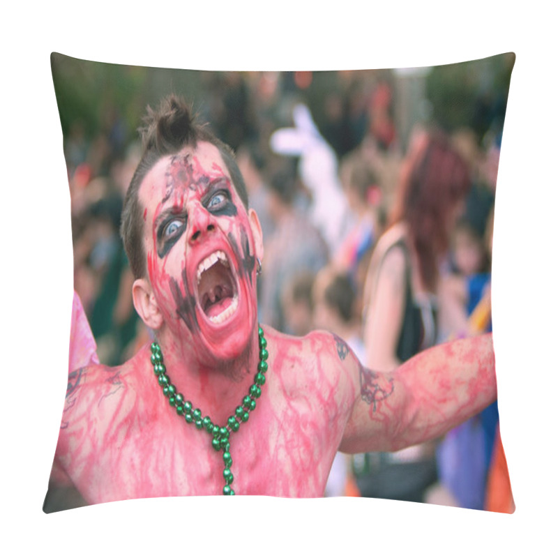 Personality  Zombie Makes Scary Face In Halloween Parade Pillow Covers