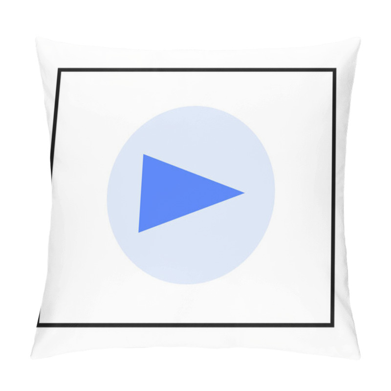 Personality  Blue Play Button Inside A Light Blue Circle Set On A White Background With A Black Border. Ideal For Media Control Play Icon, Audio Control Button, Video Playback Symbol, Digital Interface, And User Pillow Covers