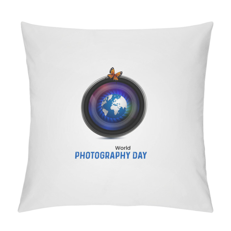 Personality  World Photography Day Vector, Banner, Logo. World Photography Day. Nature Photography Day. Pillow Covers