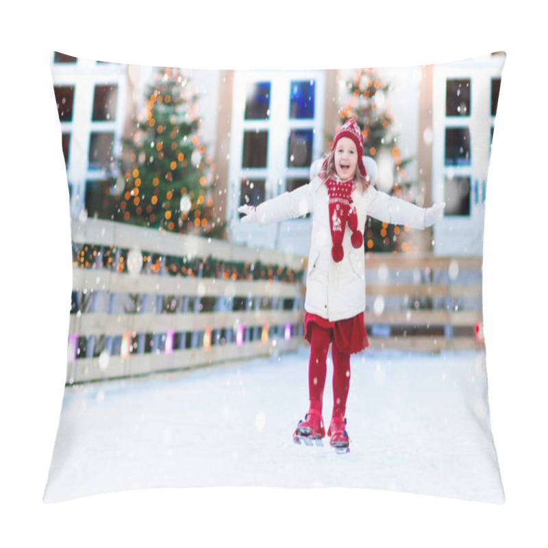 Personality  Kids Ice Skating In Winter. Ice Skates For Child. Pillow Covers