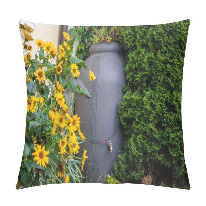 Personality  Water Tanks Connected To The Gutter. Ecology, Rainwater, Saving The Climate. Pillow Covers