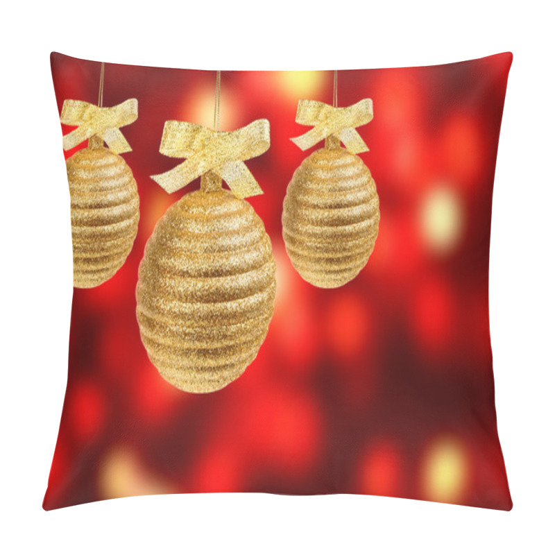 Personality  Three Golden Balls On Red Background Pillow Covers