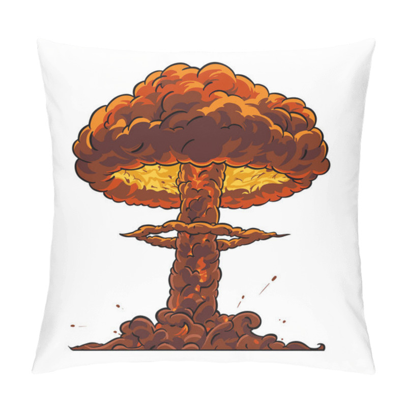 Personality  Mushroom Cloud Of Nuclear Explosion In Pop Art Style. Vector Clipart Pillow Covers