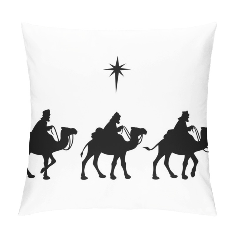 Personality  Three Wise Men - A Cartoon Illustration Of A Three Wise Men. Pillow Covers