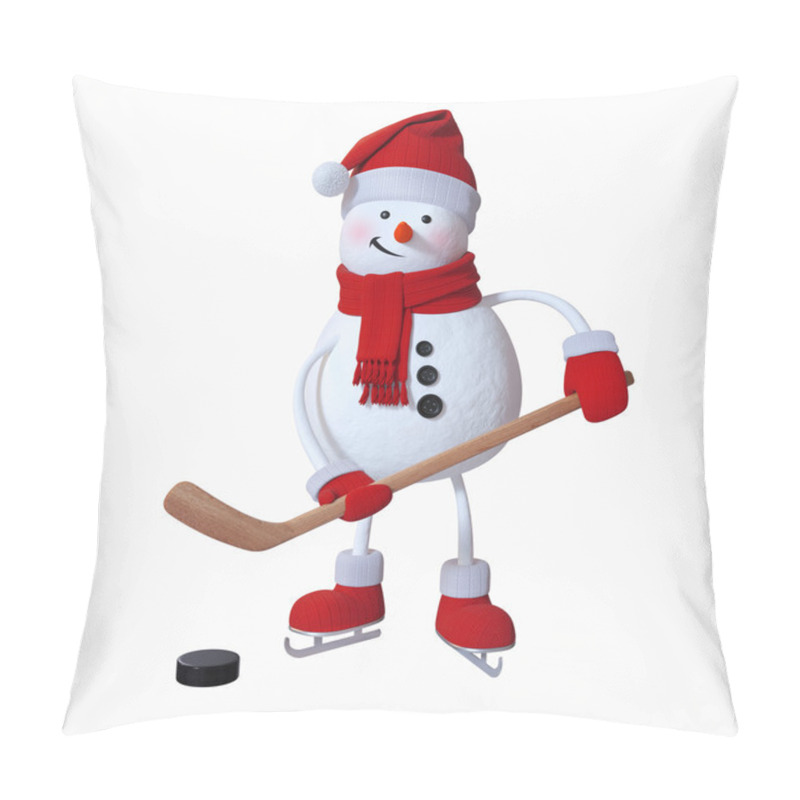 Personality  Snowman Playing Ice Hockey Pillow Covers