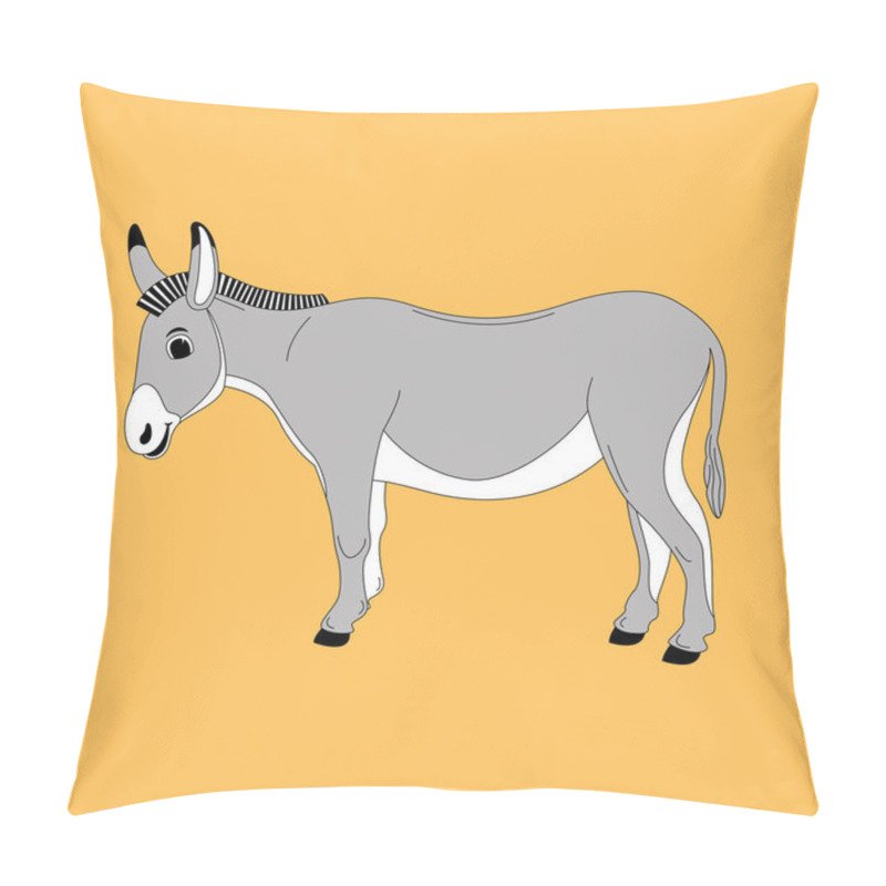 Personality  Cartoon Donkey ,vector Illustration , Lining Draw ,profile  Pillow Covers