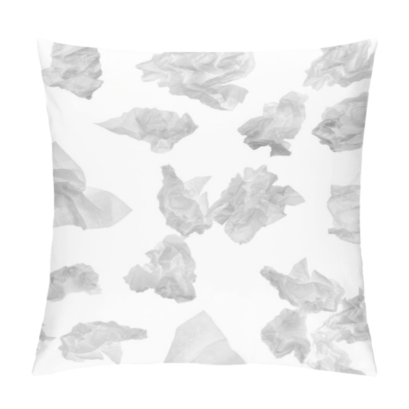 Personality  Set With Used Crumpled Paper Tissues On White Background  Pillow Covers