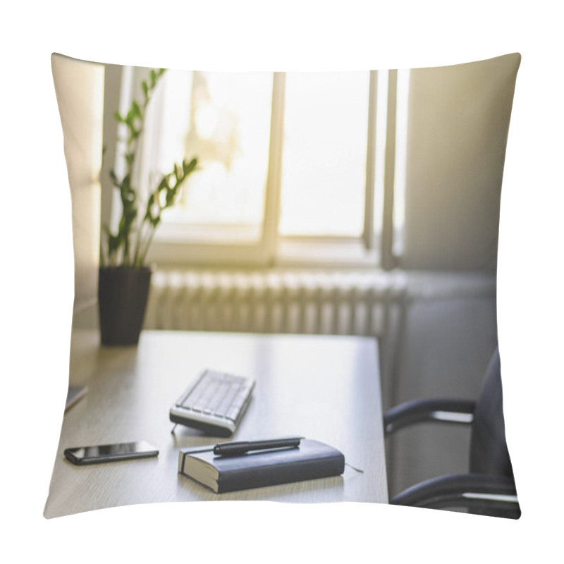 Personality  Empty Office With Windows Open On A Bright Sunny Day, Side View. Pillow Covers