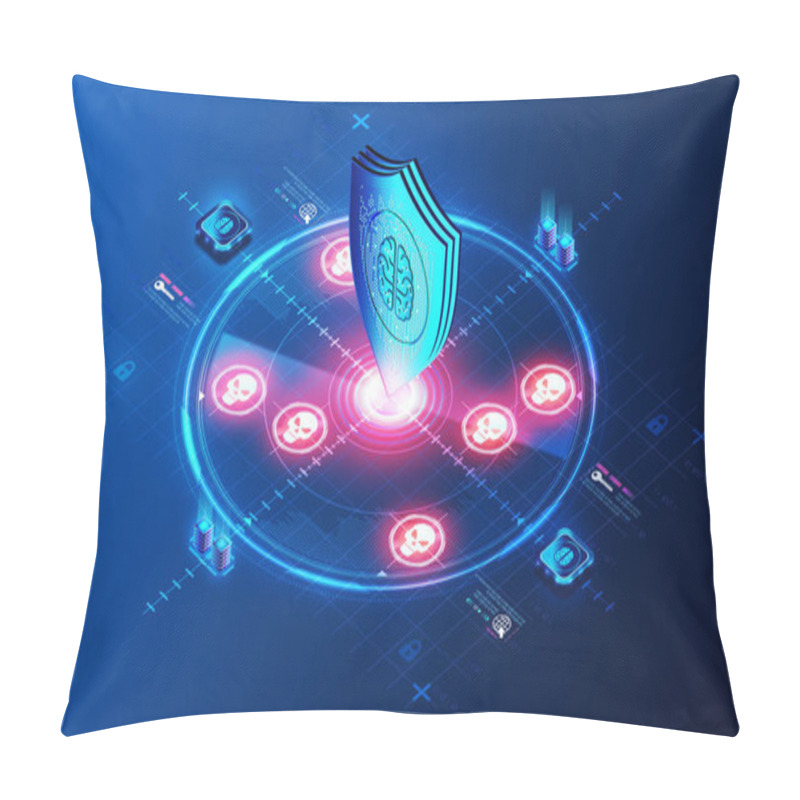 Personality  Cyber Threat Intelligence Concept - Collection And Analysis Of Information About Ongoing And Potential Cyber Attacks - 3D Illustration Pillow Covers