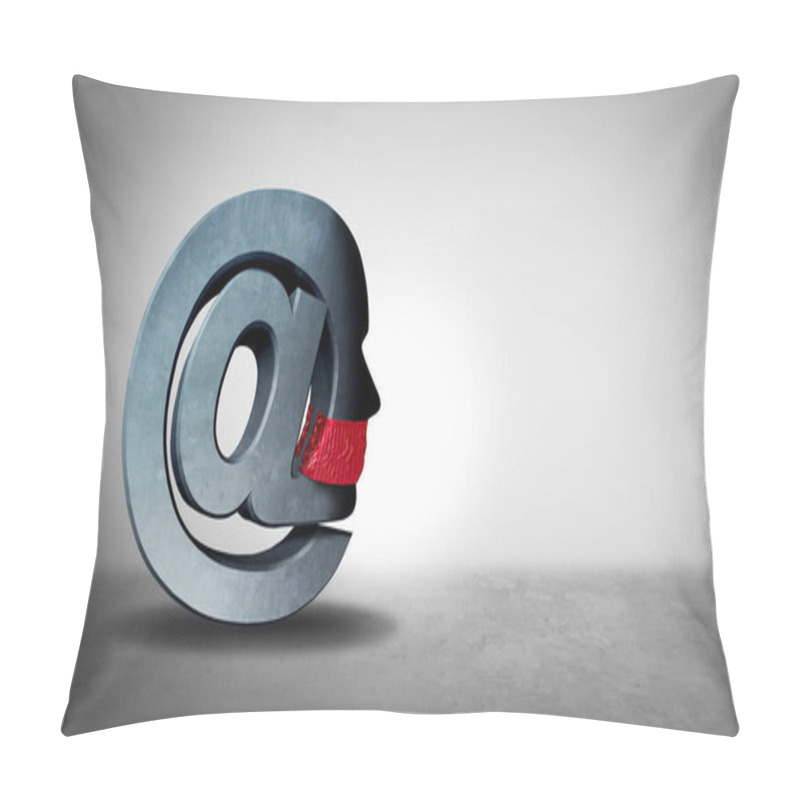 Personality  Social Media Censorship And Electronic Communication Bias As A Symbol For Online Censor Or Restricting Free Speech On The Internet As A 3D Illustration. Pillow Covers