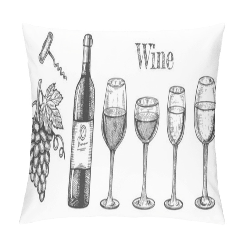 Personality  Wine Glasses, Bottle, Grape Branch Set Pillow Covers