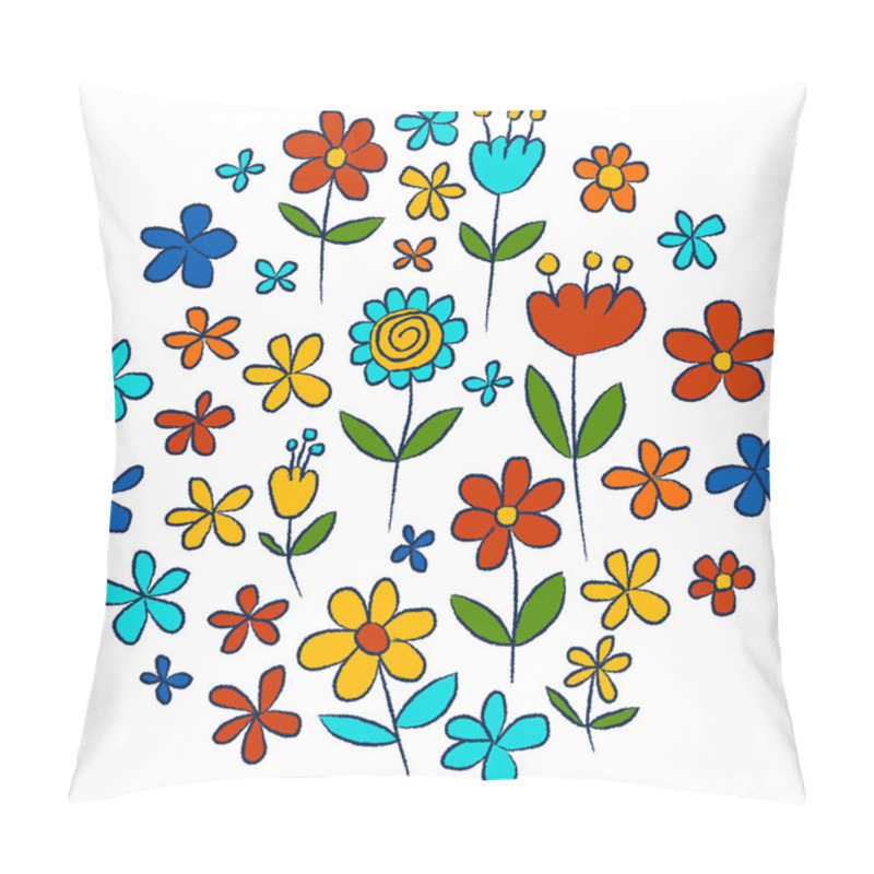 Personality  Vector Set Of Doodle Flowers Pillow Covers