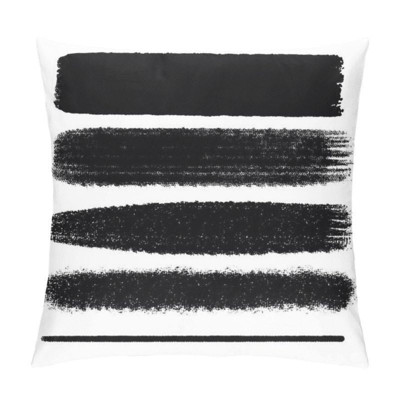 Personality  Hand Drawn Various Shapes Brush Strokes. Creative Black Thin Paint Brush Lines, Isolated On White Background. Pillow Covers