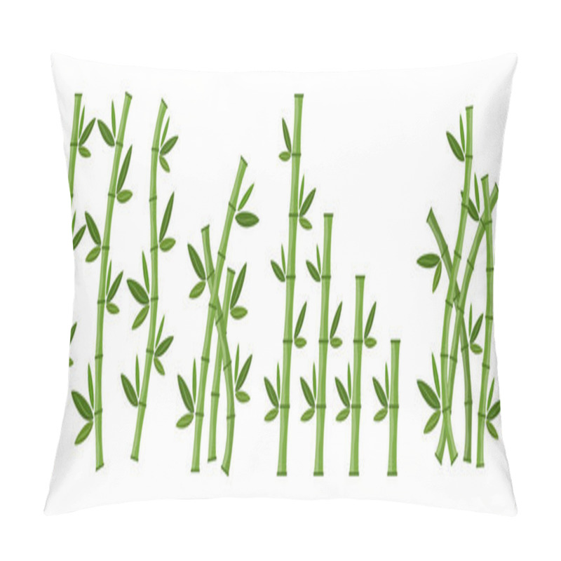 Personality  Big Set Of Green Bamboo Branches And Leaves. Vector Illustration. Bamboo Stems. Bamboo Icon. Pillow Covers