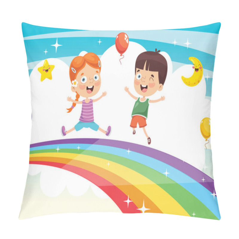 Personality  Vector Illustration Of Rainbow Children Pillow Covers