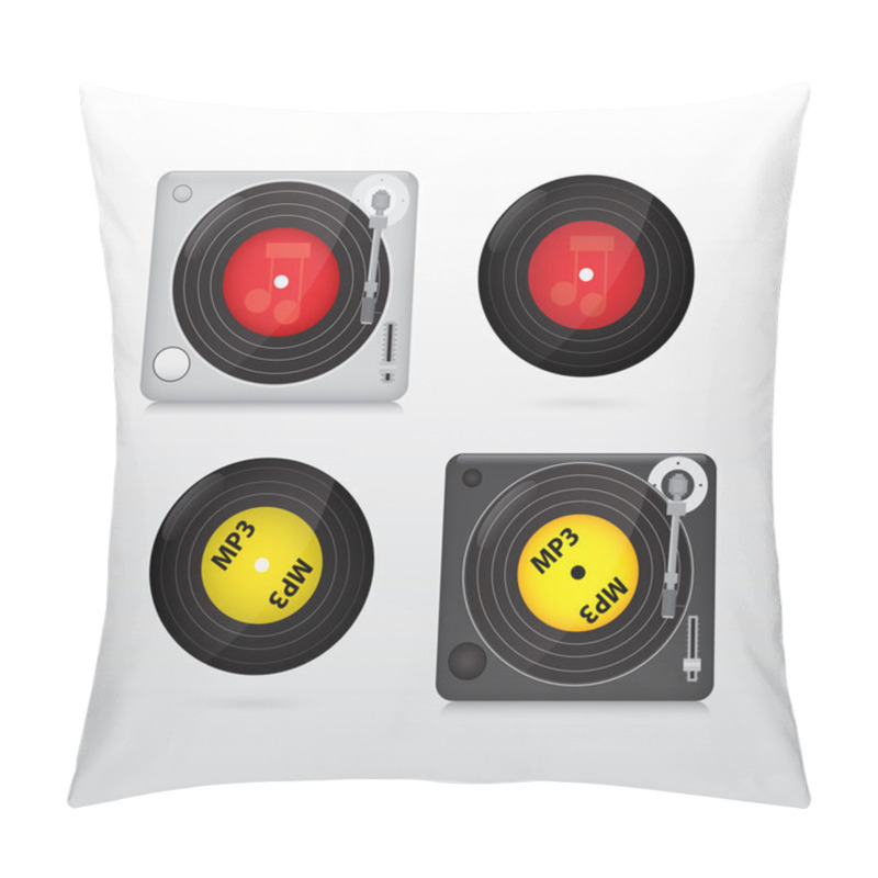 Personality  Vynil Disk Record. Set Of Vector Pillow Covers