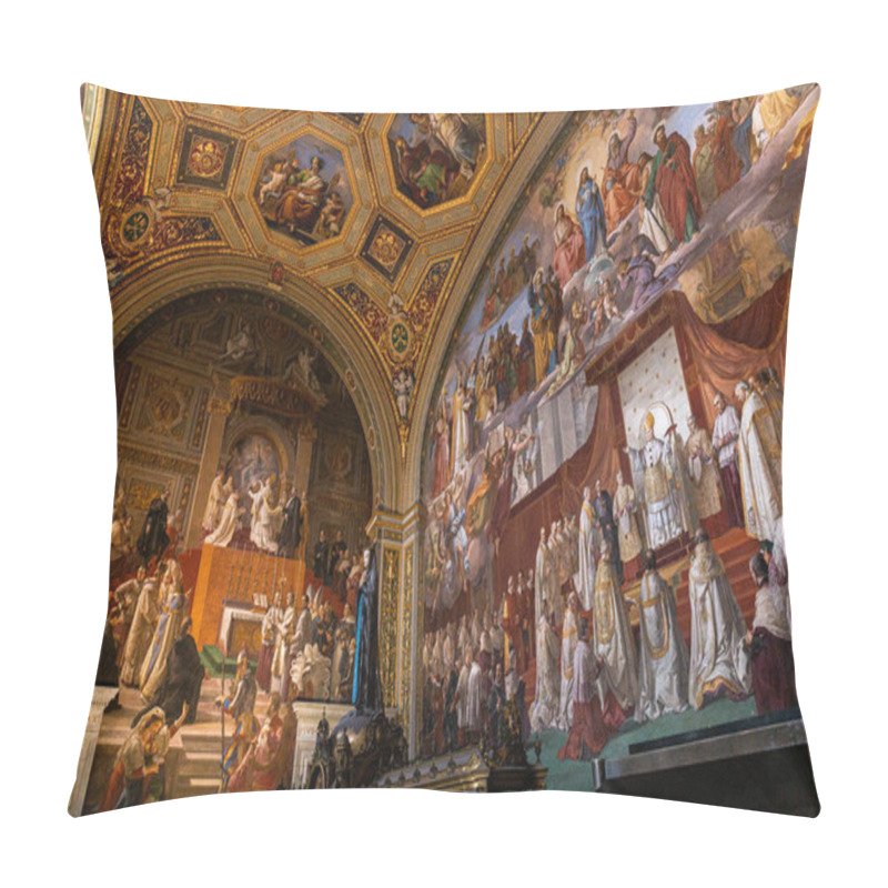 Personality  ROME, ITALY - JUNE 28, 2019: Ancient Frescoes And Statue In Vatican Museums Pillow Covers