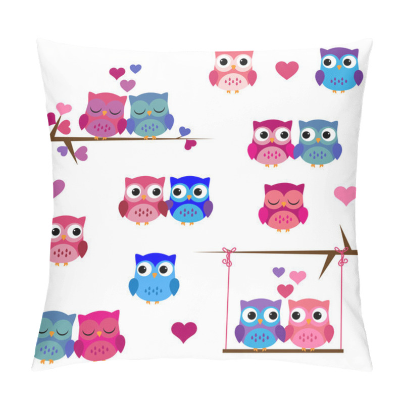 Personality  Vector Set Of Valentine's Day Or Love Themed Owls Pillow Covers