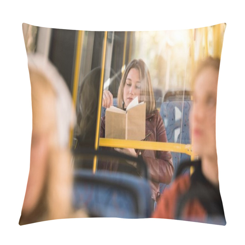 Personality  Girl Reading Book In Bus  Pillow Covers