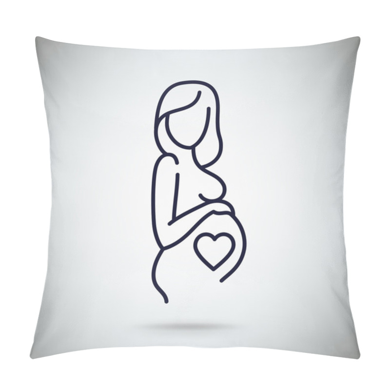 Personality  Pregnant Woman Linear Symbol. Pillow Covers