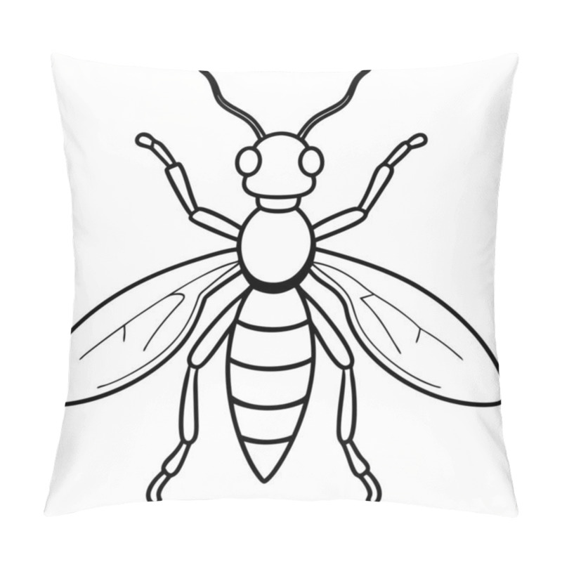 Personality  Mud Dauber Insect Flat Vector Illustration On White Background Pillow Covers