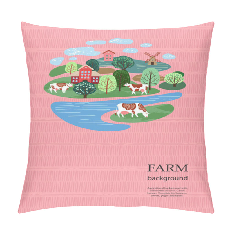 Personality  Sample Brochure. Agricultural Background. Cows In The Pasture. Silhouettes Of Cows And Trees. Pillow Covers