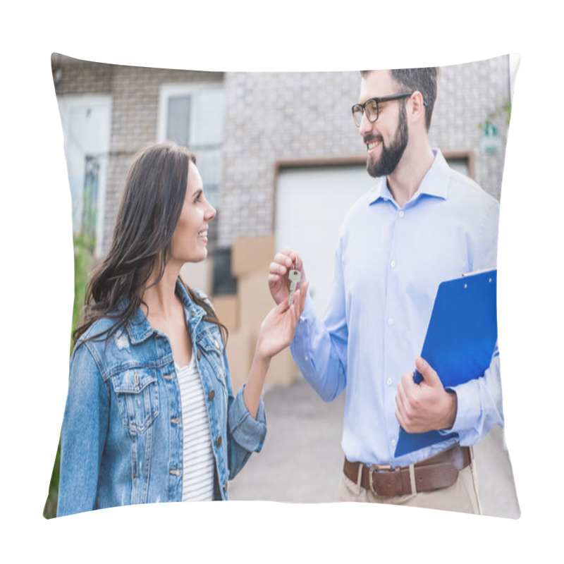 Personality  Realtor And Client Making Deal Pillow Covers