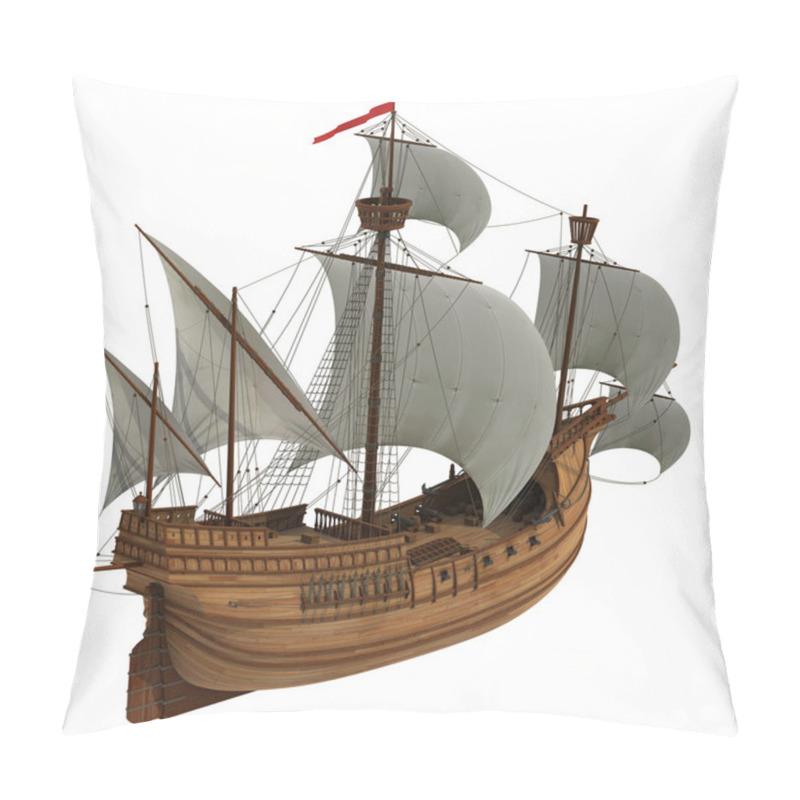 Personality  Caravel On White Background. Pillow Covers