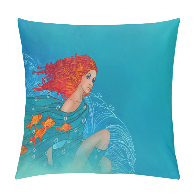 Personality  Pisces Zodiac Sign As A Beautiful Girl Pillow Covers