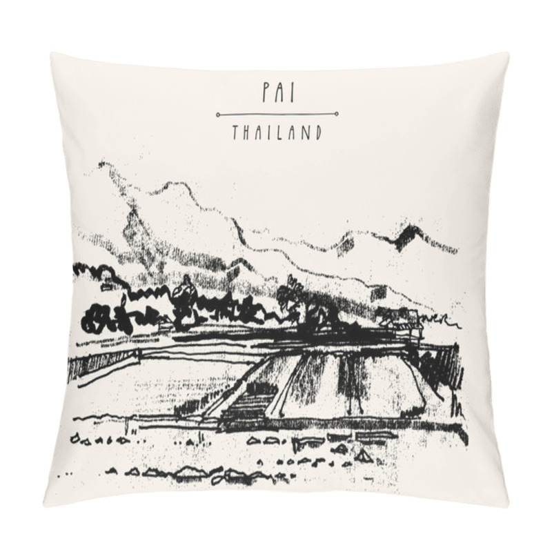 Personality  Rice Field Postcard Template Pillow Covers