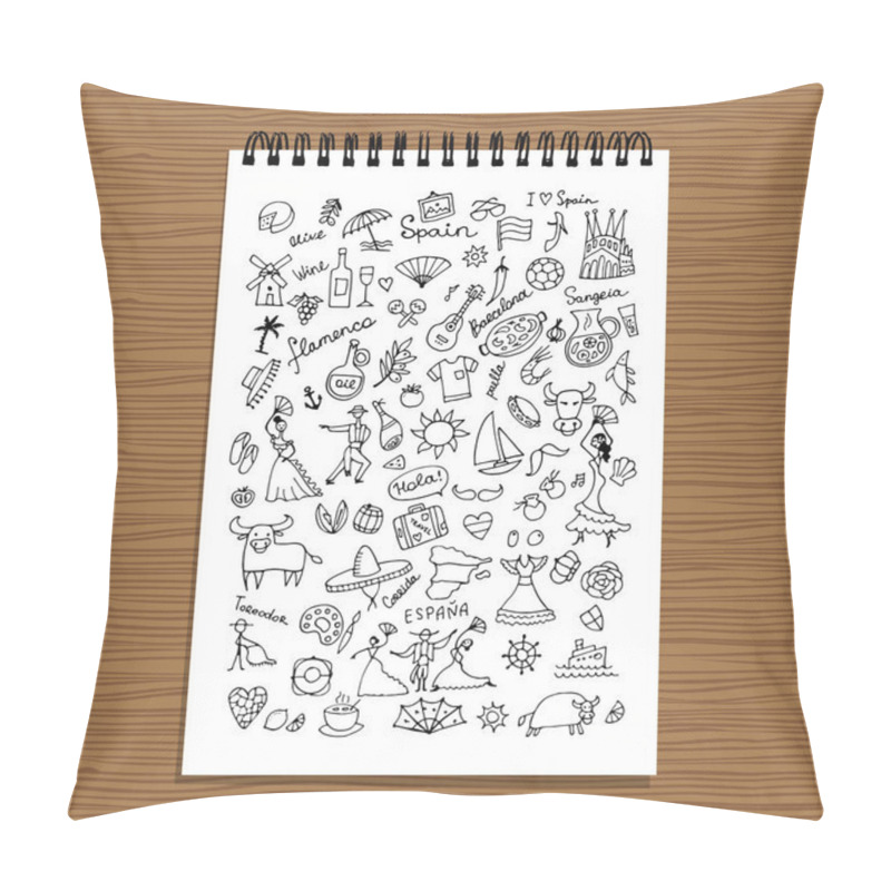 Personality  Spain, Icons Collection. Sketch For Your Design Pillow Covers