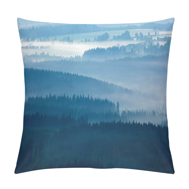 Personality  Krkonose Mountain, Forest In The Wind, Misty Landscape With Fog And Clouds, Mountain Pine Trees, Czech Republic, Central Europe. Pillow Covers