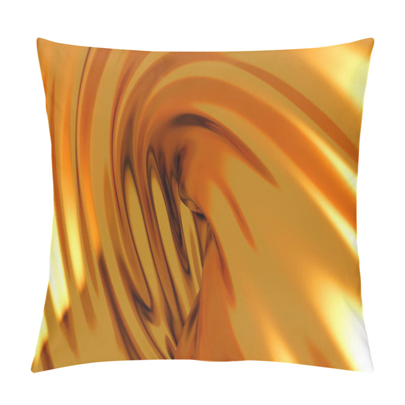 Personality  Glossy Golden Elegant Wave Lines Background. 3d Render Illustration Pillow Covers