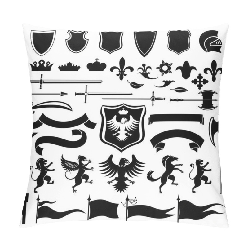 Personality  Heraldic Set Black Pillow Covers