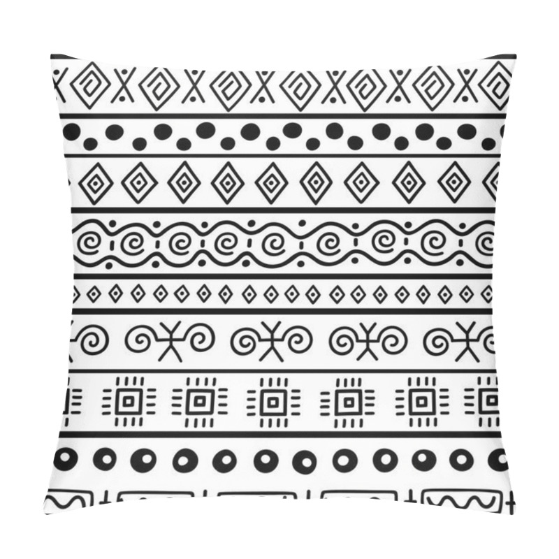 Personality  Seamless Pattern In Ethnic Style. Ornamental Element African Theme. Set Of Seamless Vintage Decorative Tribal Border. Traditional African Pattern Background With Tribal Elements Form. Pillow Covers