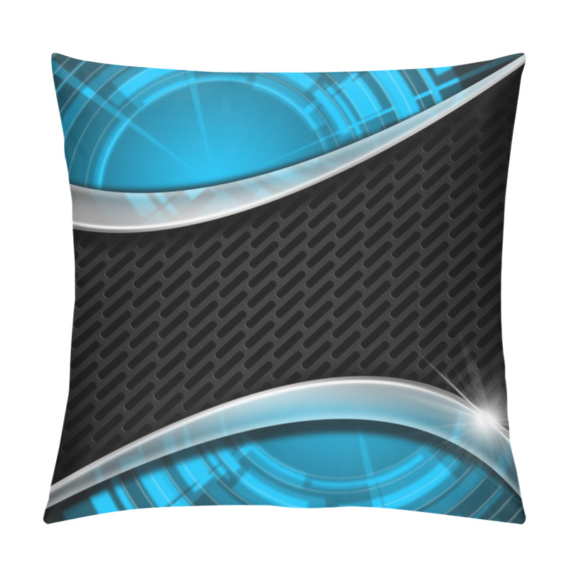 Personality  Blue And Metal Background With Grid Pillow Covers