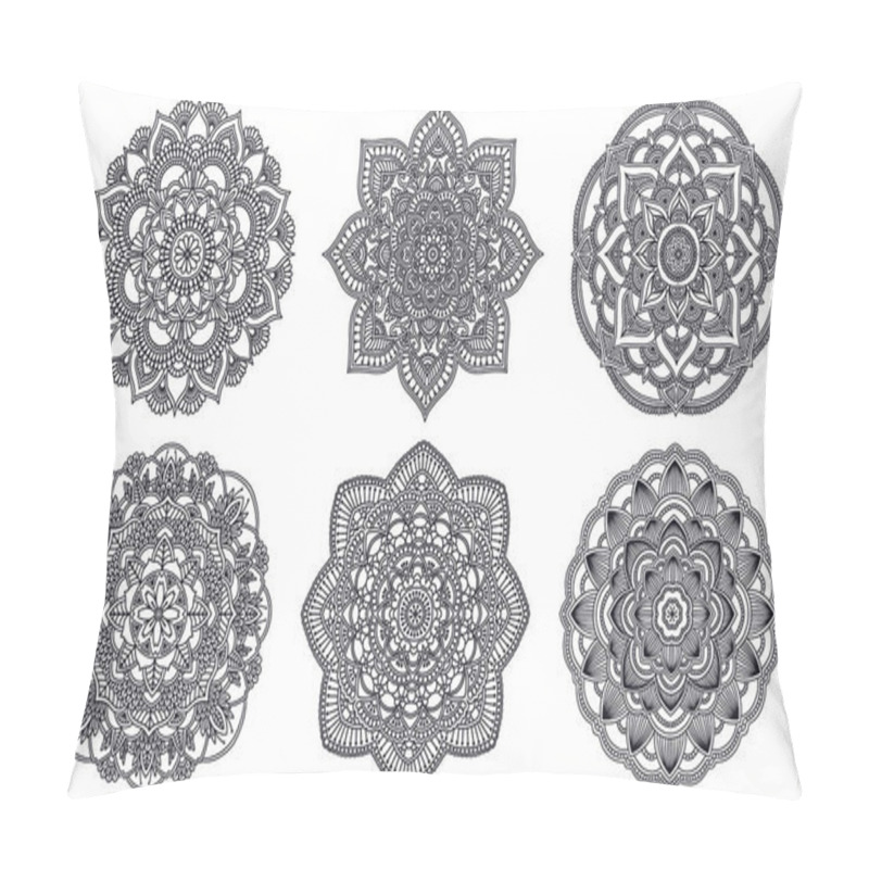 Personality  Mandala. Ethnic Round Ornament. Hand Drawn Indian Henna Motif. Mehendi Meditation Yoga Theme. Unique Floral Print. Pillow Covers