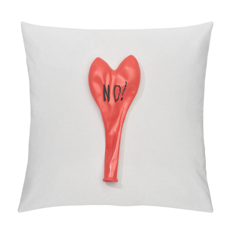 Personality  Top View Of Red Rubber Balloon With No Lettering On Grey Background Pillow Covers