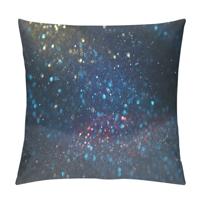 Personality  Background Of Abstract Glitter Lights. Silver, Blue And Black. De Focused Pillow Covers