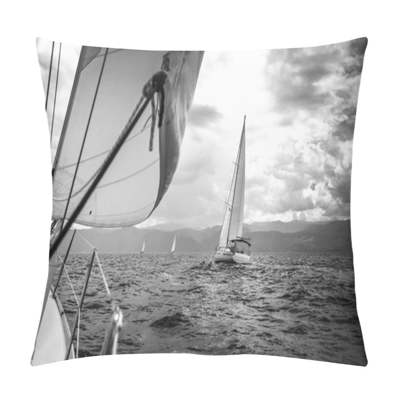 Personality  Sailing Yachts In The Sea Pillow Covers