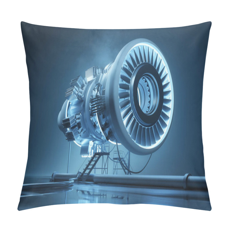 Personality  Futuristic Jet Engine Construction And Engineering Pillow Covers