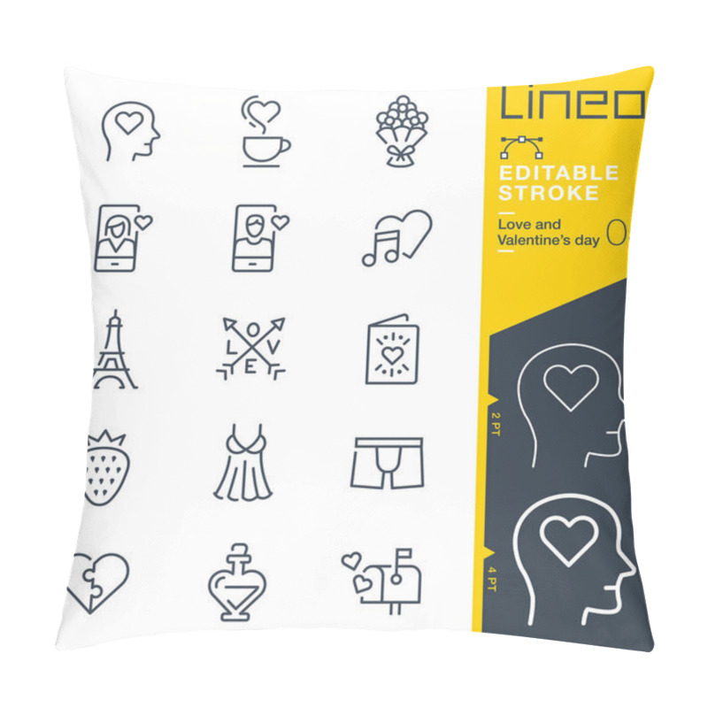 Personality  Lineo Editable Stroke - Love And Valentines Day Line Icons Pillow Covers