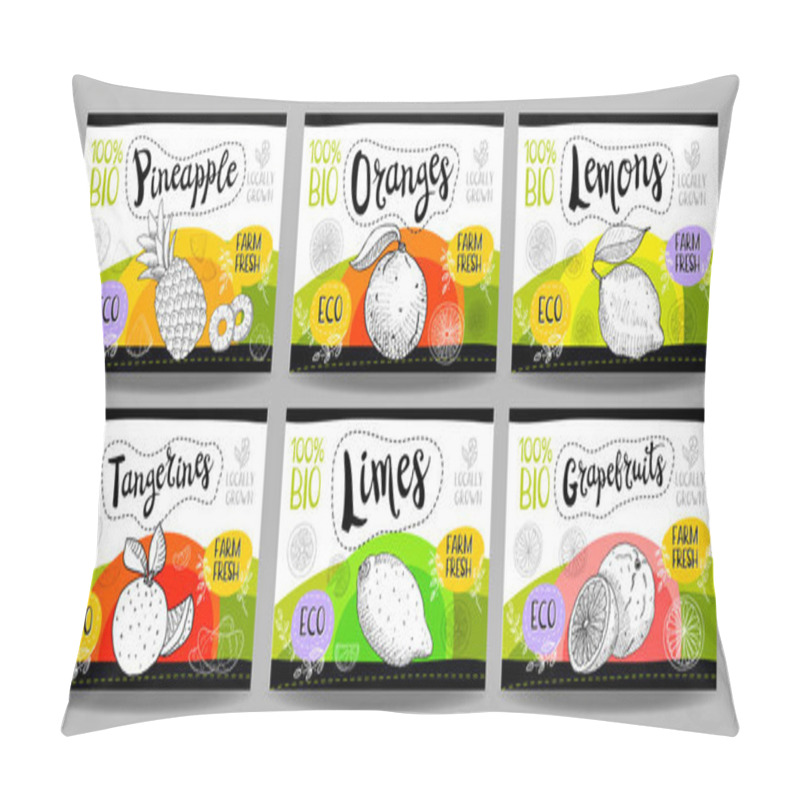 Personality  Set Of Hand Drawn Food Labels, Spices Labels, Fruit Labels, Vege Pillow Covers