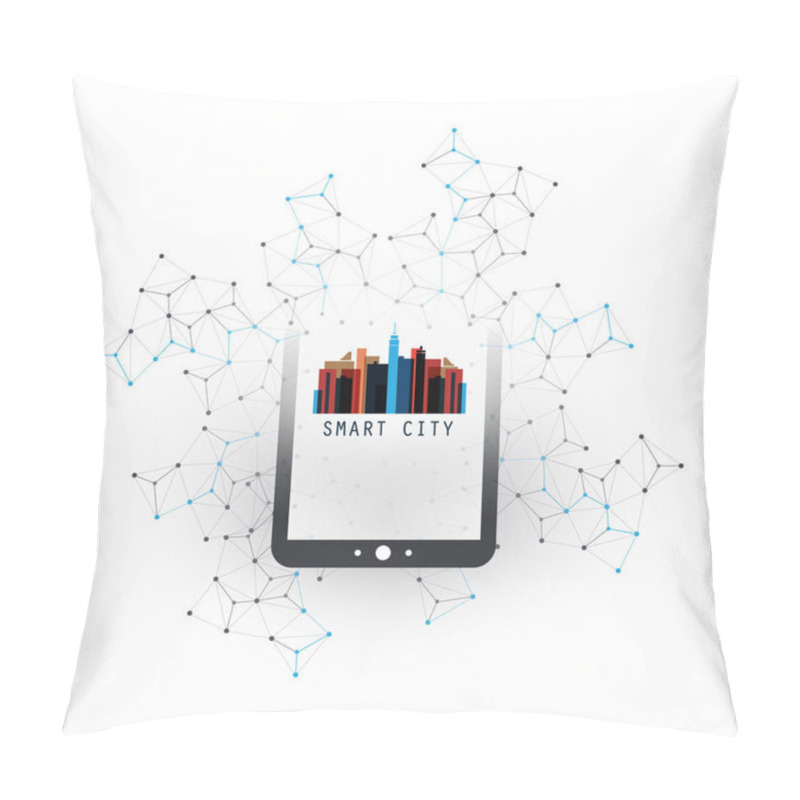 Personality  Smart City, Internet Of Things Design Concept With Tablet PC - Digital Network Connections, Technology Background Pillow Covers